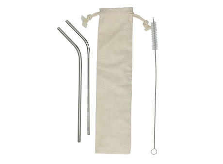 Strohhalm-Set "Steel" Werbeartikel