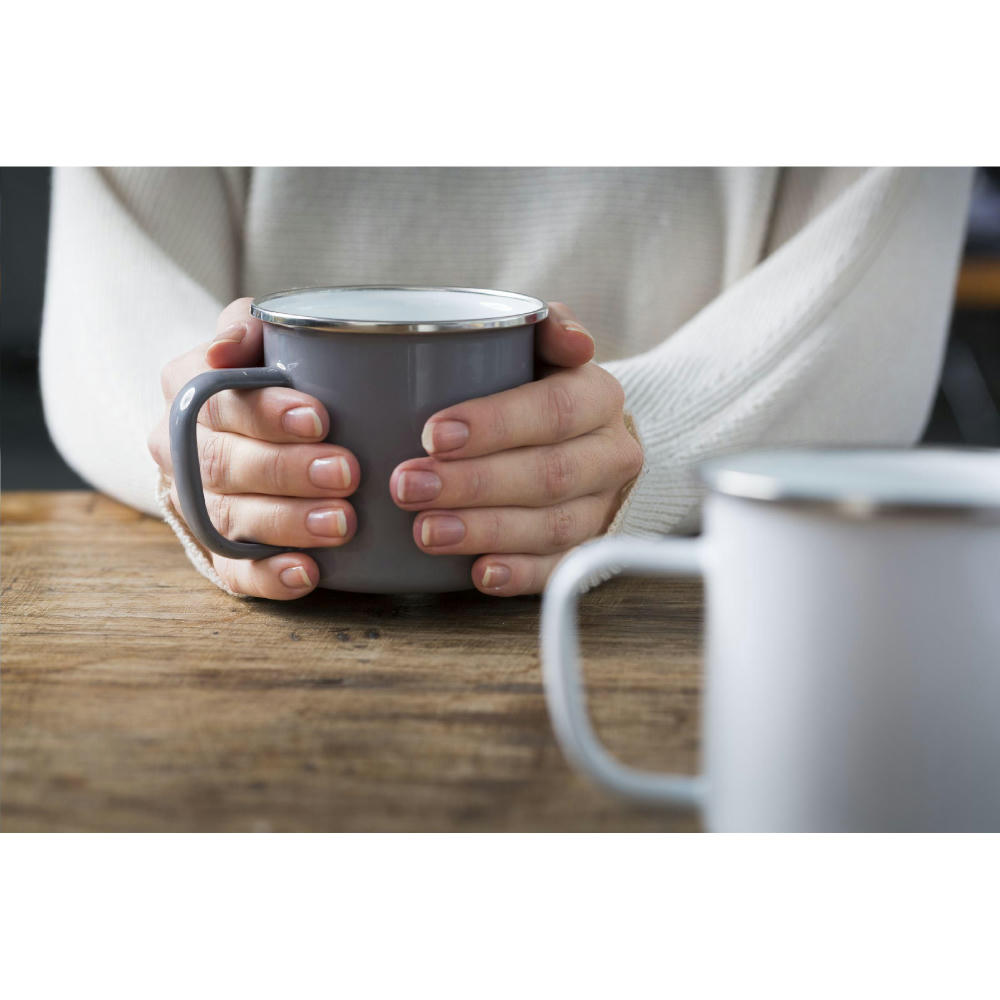 Retro Silver Emaille Tasse 350 ml Werbeartikel