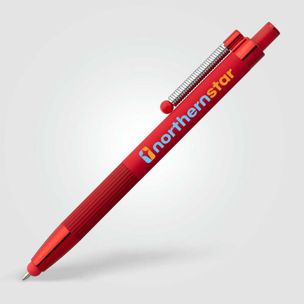 Lisbon Kugelschreiber einfarbig mit Fidget-Funktion und Stylus aus recyceltem Aluminium Werbeartikel