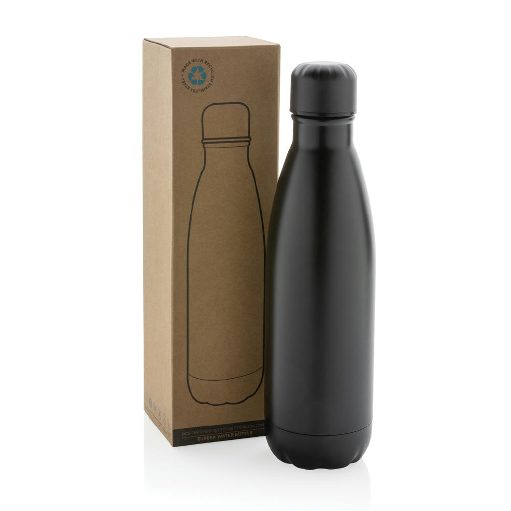 Eureka einwandige Wasserflasche aus RCS rec. Stainless-Steel Werbeartikel