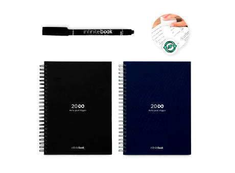 STARTER KIT INFINITE PLANNER A5. Set bestehend aus einem "Infinity Tagebuch", Reinigungsset, Marker und Markerhalter bedrucken