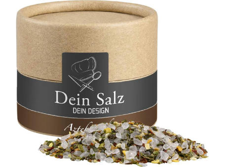 Aztekensalz, ca. 45g, Kraftpapierdose Mini Werbeartikel
