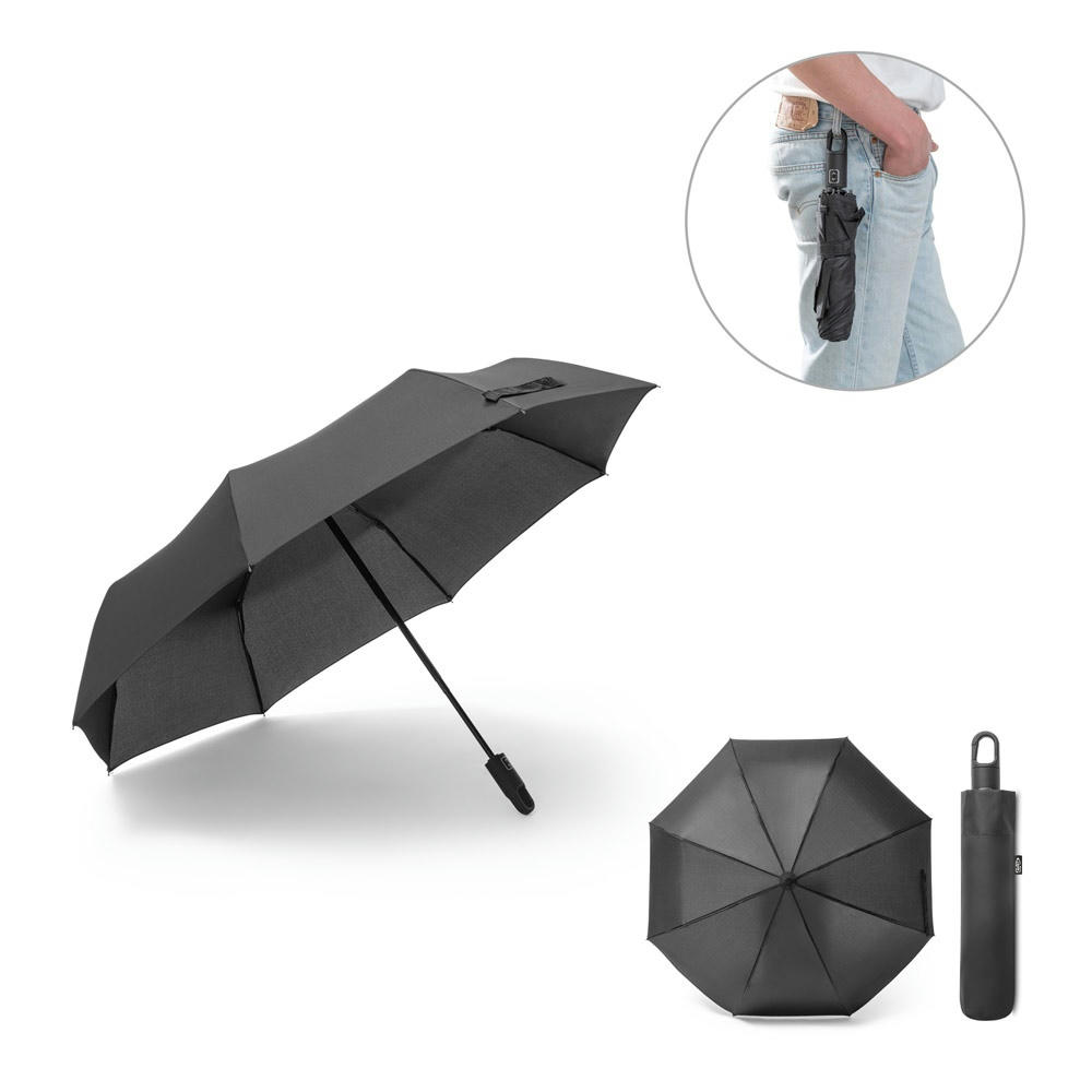 Product image GUSTAVO. Recyceltem Polyester (100% rPET) 190T Pongee-Schirm mit automatischer Öffnung und Schließung Werbeartikel
