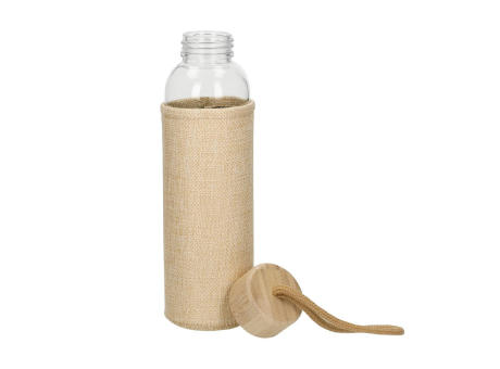 Glasflasche mit Hülle "Natural", 0,5l bedrucken