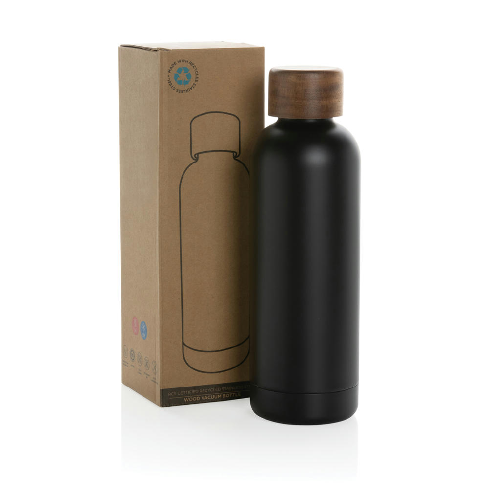 Wood Vakuumflasche aus RCS recyceltem Stainless-Steel Werbeartikel