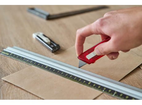 Cutter-Messer mit Federkernautomatik aus Kunststoff Griffin Werbeartikel