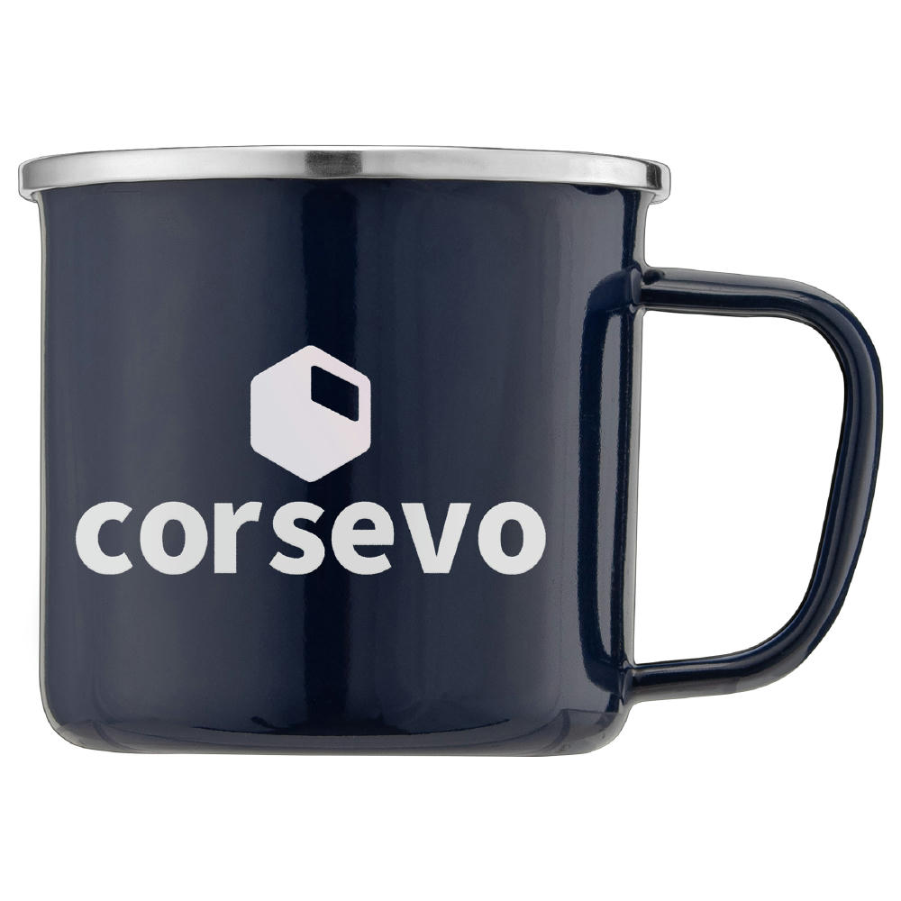 Wyoming - 385 ml Campfire Tasse mit Emaille-Beschichtung und Edelstahlrand Werbeartikel