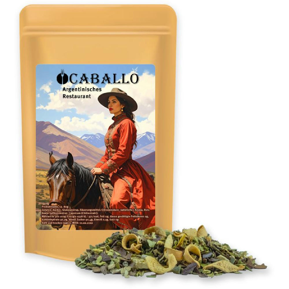 Matetee Orange, ca. 15g, Standbeutel Mini Werbeartikel
