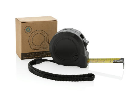 3m/16mm Maßband mit Stop-Taste aus RCS recycelt. Kunststoff bedrucken