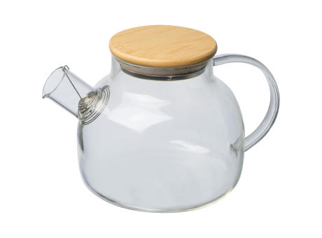 Glaskanne mit Bambusdeckel, 1.000ml Werbeartikel