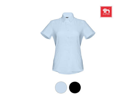 THC LONDON WOMEN. Oxford-Hemd mit kurzen Ärmeln für Frauen Werbeartikel