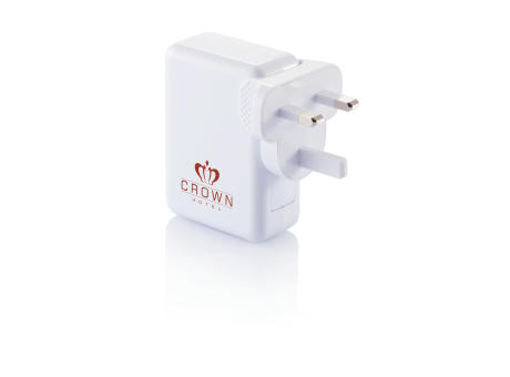 Reiseadapter mit 4fachem USB Anschluss Werbeartikel