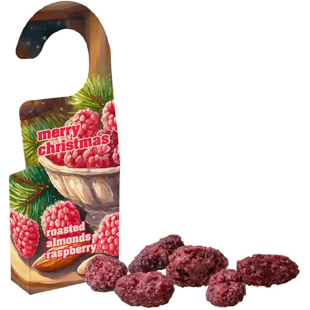 Product image Gebrannte Mandeln Himbeere, ca. 15g, Türhänger Box Werbeartikel