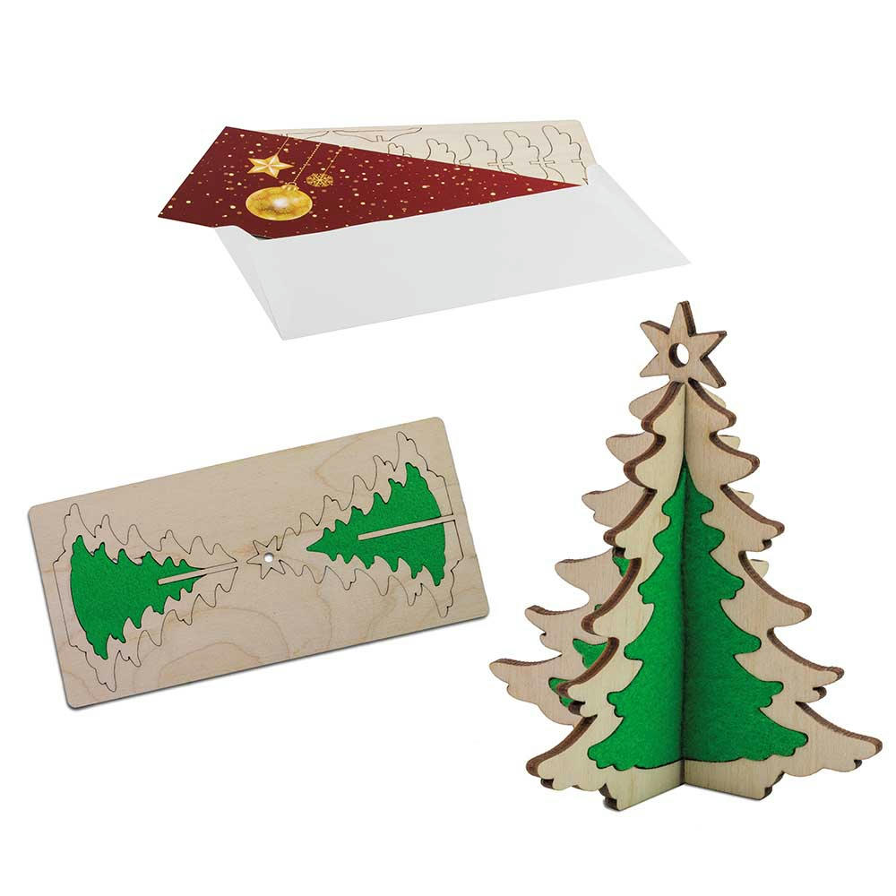 3D Holzpuzzle-Karte - Holz-Filz Tanne Werbeartikel