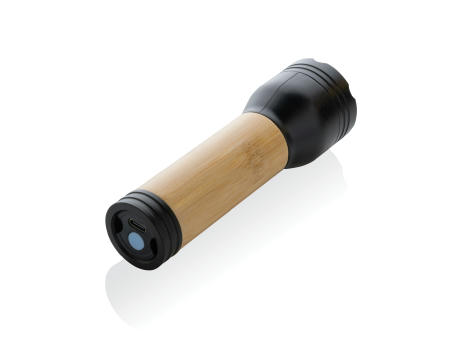 Lucid 3W Taschenlampe aus RCS recycelt. Kunststoff & Bambus Werbeartikel