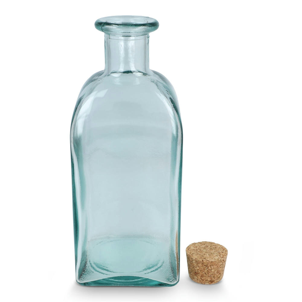 InSideOut Square Recycelte Glaswasserflasche ReuuZ mit Korkverschluss 1 l Werbeartikel