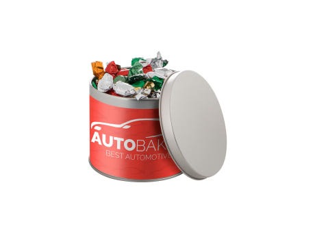 Product image Runde Dose, 0.6 L gefüllt mit Süßigkeiten Werbeartikel