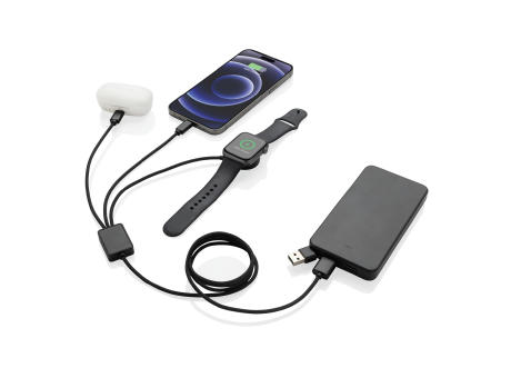 Terra RCS rPET 6-in-1-Ladekabel mit Uhrenladegerät Werbeartikel