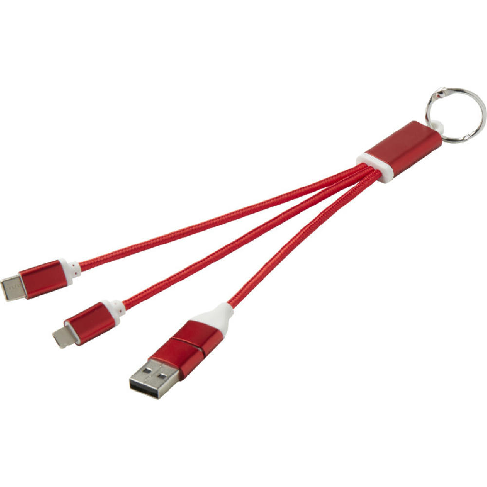 Product image Metal 4-in-1 Ladekabel aus recyceltem Aluminium mit Schlüsselanhänger Werbeartikel