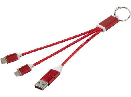 Product image Metal 4-in-1 Ladekabel aus recyceltem Aluminium mit Schlüsselanhänger Werbeartikel