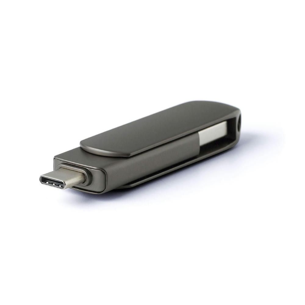 USB-Stick aus verzinkter Oberfläche Harlow Werbeartikel
