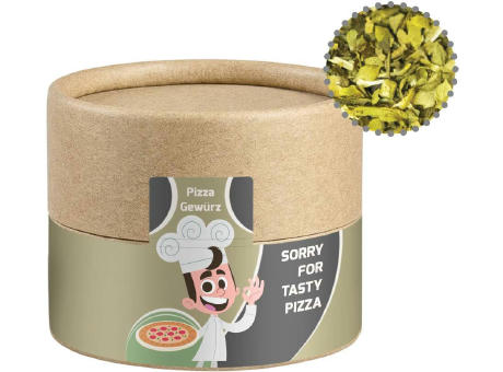 Gewürzmischung Pizza-Kräuter, ca. 10g, Kraftpapierdose Mini Werbeartikel