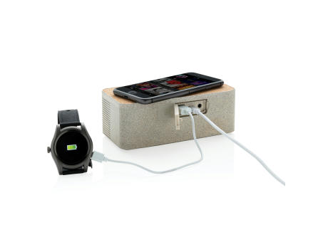 Weizenstroh Wireless Charging Lautsprecher Werbeartikel
