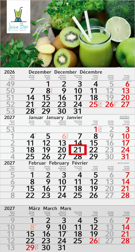 4-Monatskalender Budget 4 Recycling (Einblatt)