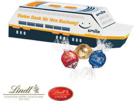 3D Präsent "Schiff" mit Lindt Lindor Pralinés Werbeartikel