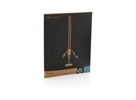 Terra 60Wduales Ladekabel aus RCS recyceltem PET mit Lanyard Werbeartikel
