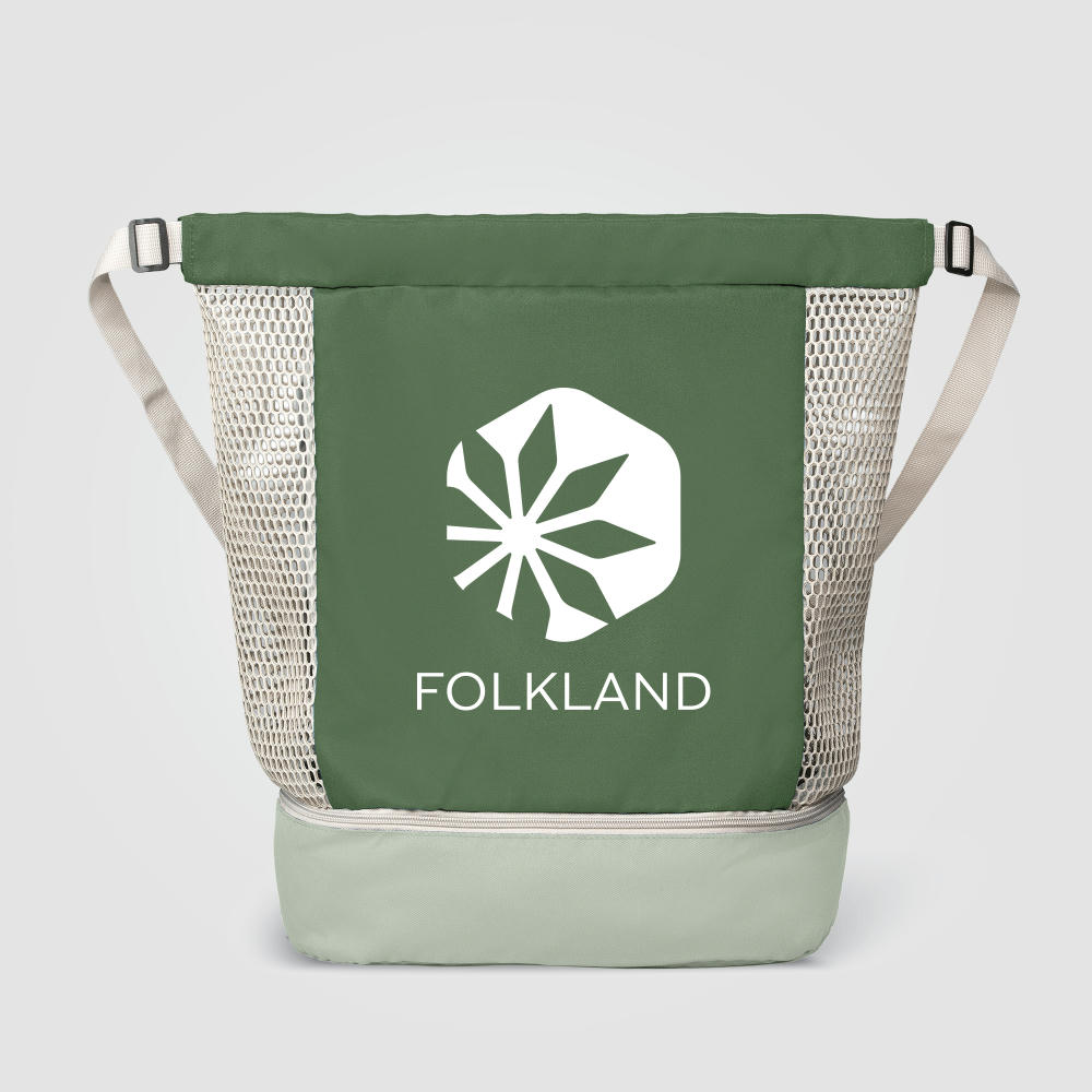 Neri Rucksack mit Kordelzug aus recyceltem Netzgewebe - 45 L Werbeartikel