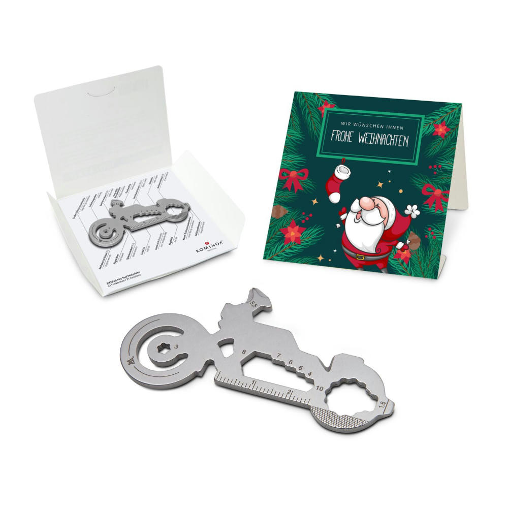 Geschenkartikel: ROMINOX® Key Tool Truck / LKW (22 Funktionen) im Motiv-Mäppchen Frohe Weihnachten Werbeartikel