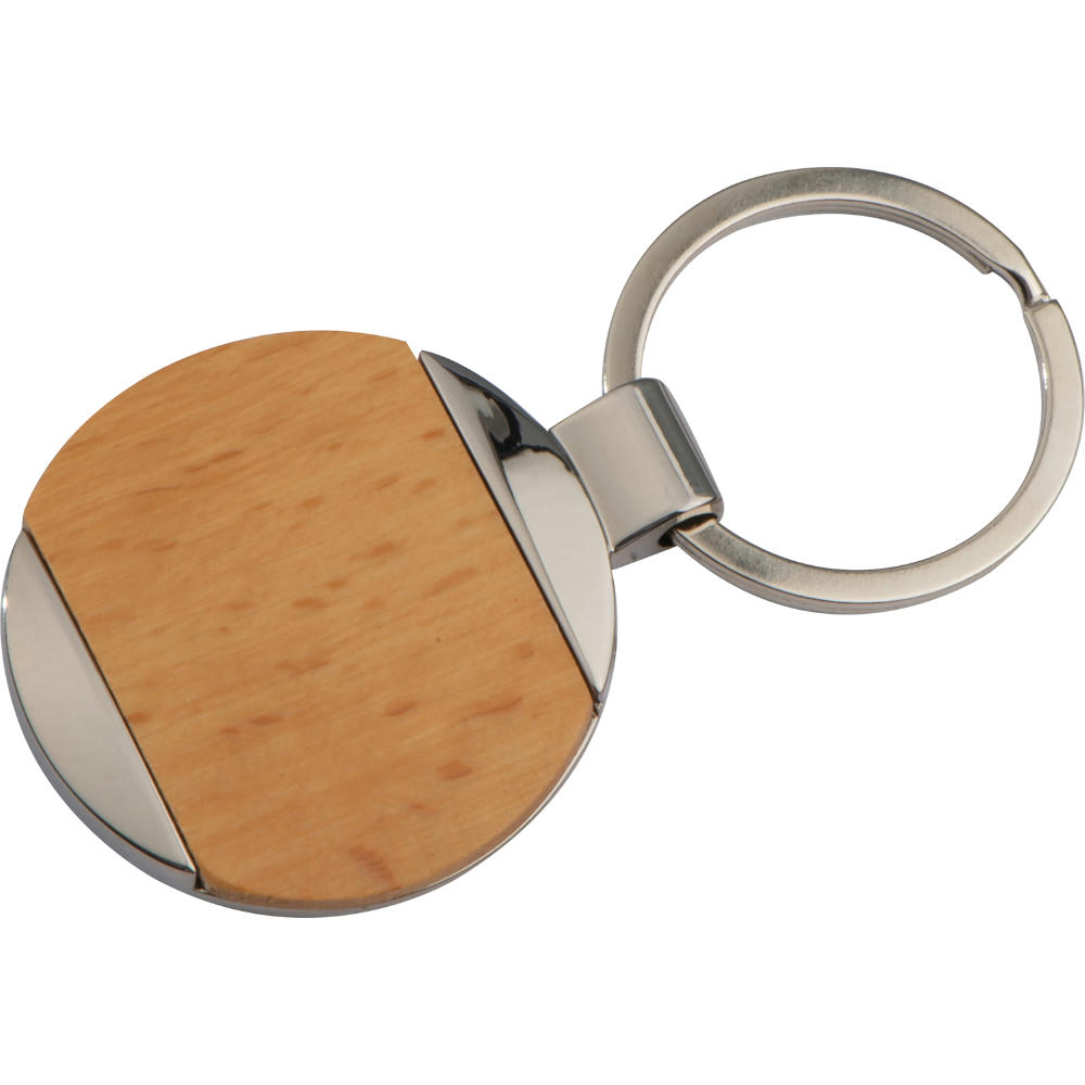 Product image Metall-Holz-Schlüsselanhänger Langhaus Werbeartikel