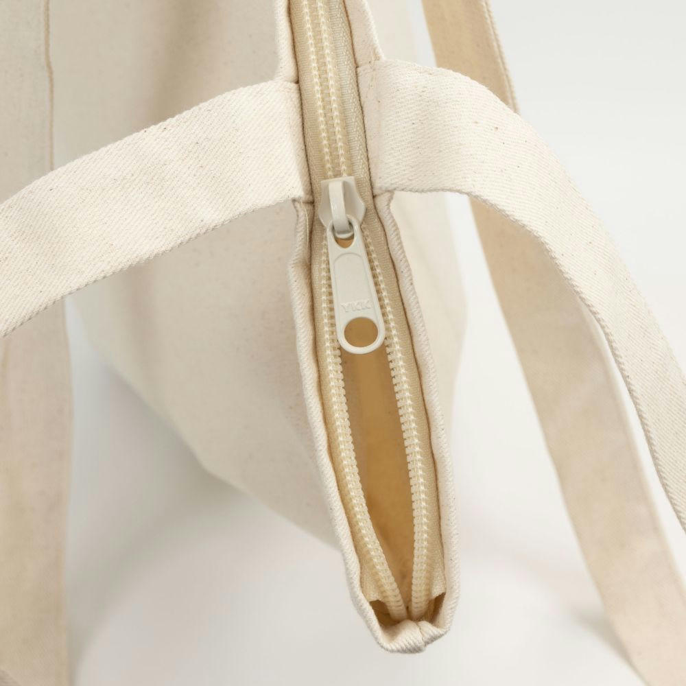 OTTAWA – Schwere Baumwolltasche mit Reißverschluss und langen Henkeln Werbeartikel