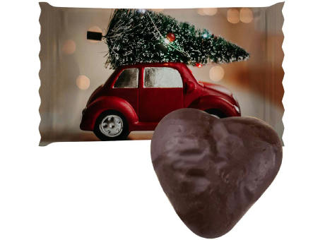 Lebkuchen Schokoherzen gefüllt, ca. 12g, Flowpack Werbeartikel