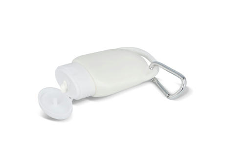 Sonnenschutzlotion mit Karabiner SPF30 aus recyceltem Material bedrucken