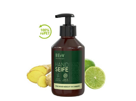 250 ml Spender - Flüssigseife Ingwer-Limette - Body Label Werbeartikel