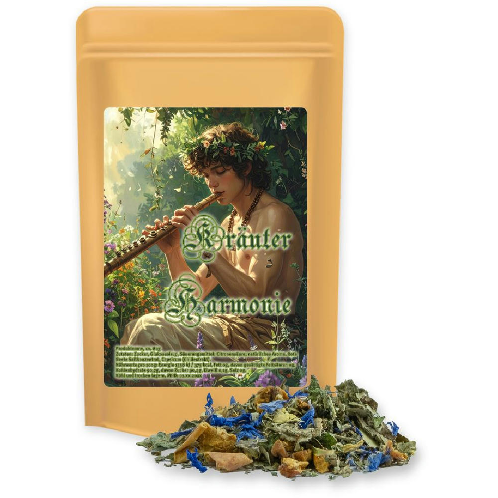 Kräutertee Harmonie, ca. 35g, Standbeutel Midi Werbeartikel