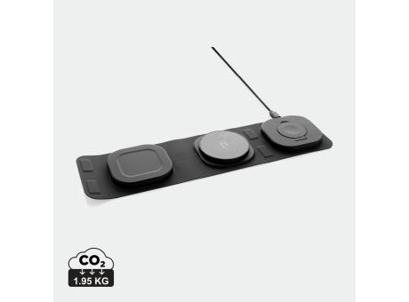 Product image Swiss Peak 15W 3-in 1 Wireless-Reise-Charger aus RCS Plastik Werbeartikel