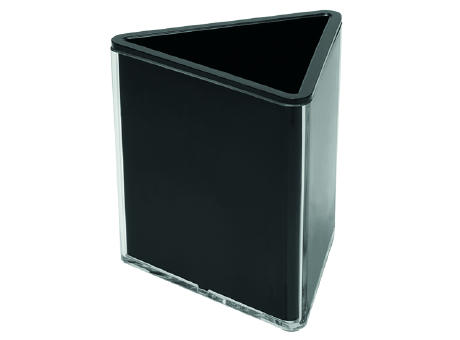 Außenteil glasklar, Innenteil schwarz