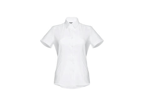 THC LONDON WOMEN WH. Kurzärmeliges Oxford-Hemd für Damen. Weiße Farbe Werbeartikel