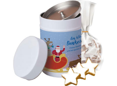 Product image Zimtsterne, ca. 100g, Beutel in Metalldose Maxi bedrucken