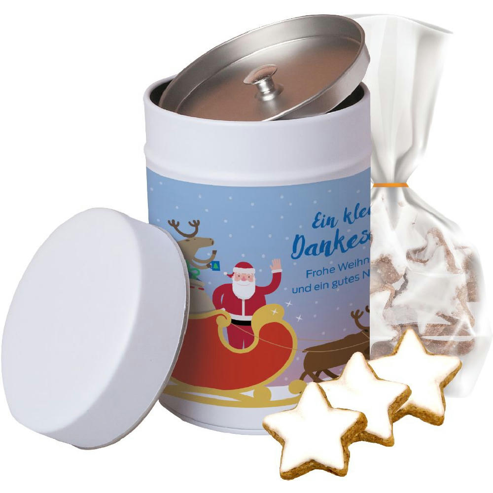 Product image Zimtsterne, ca. 100g, Beutel in Metalldose Maxi Werbeartikel