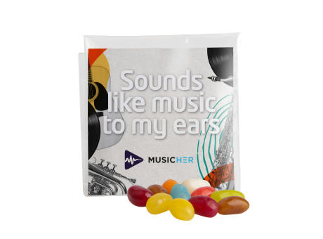 Transparent gefüllter Beutel mit farbigem Inlay Werbeartikel