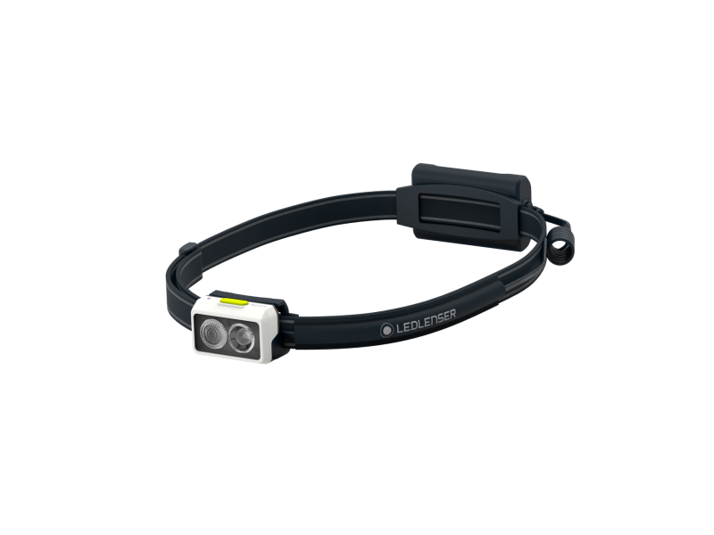 LEDLENSER Stirnlampe NEO3 in Weiß mit schwarzem Kopfband – Laufstirnlampe als Werbeartikel