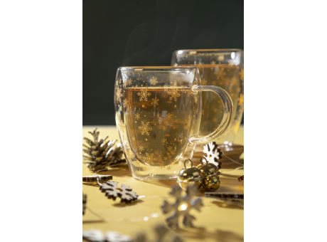 Weihnachts-Thermobecher aus Glas Snostro Werbeartikel