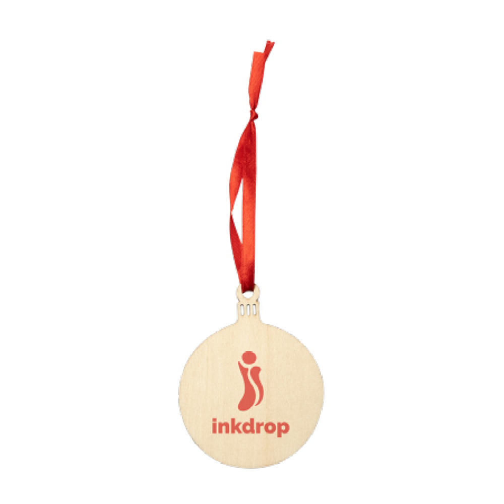JINGLE Weihnachtsdekorationen aus Holz, Ball Werbeartikel