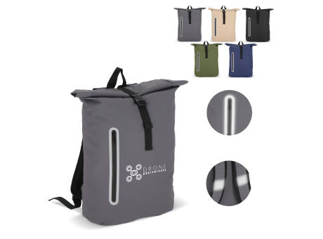 PU-beschichteter R-PET 600D Rolltop-Rucksack 20L bedrucken