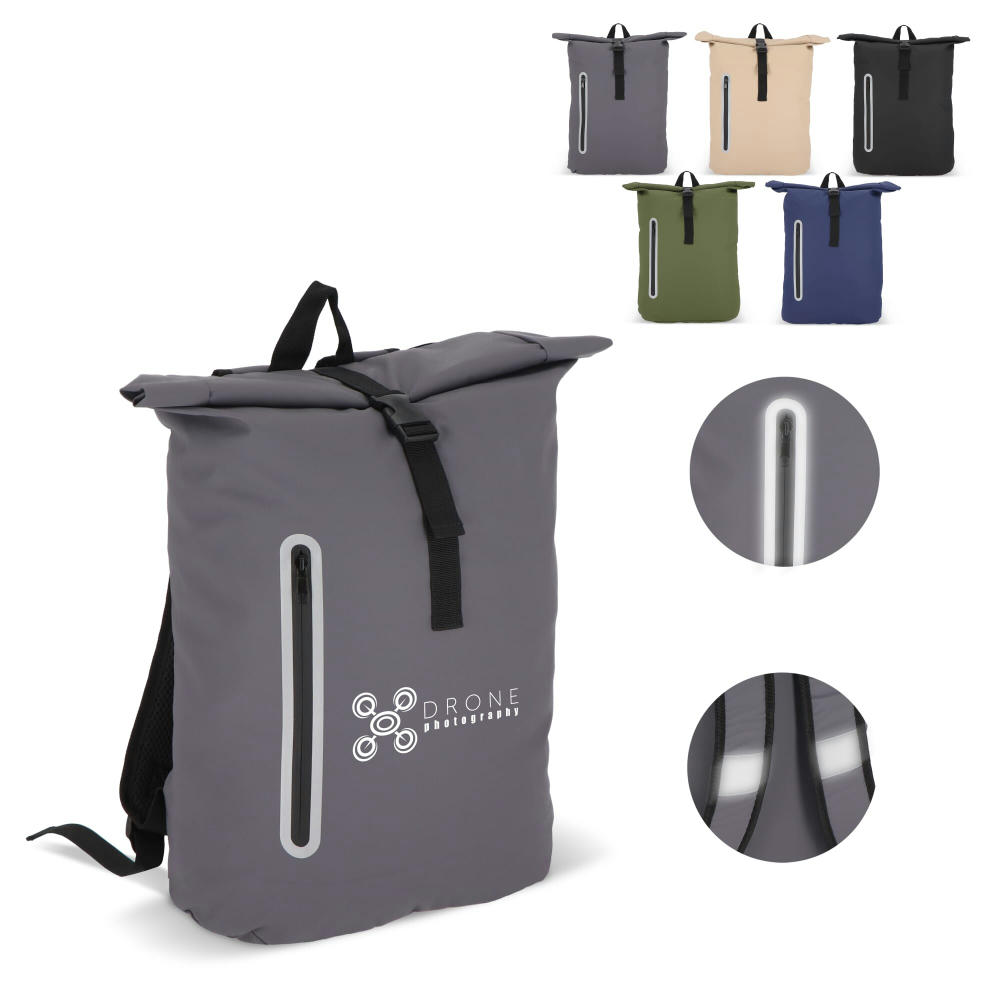 Product image PU-beschichteter R-PET 600D Rolltop-Rucksack 20L Werbeartikel