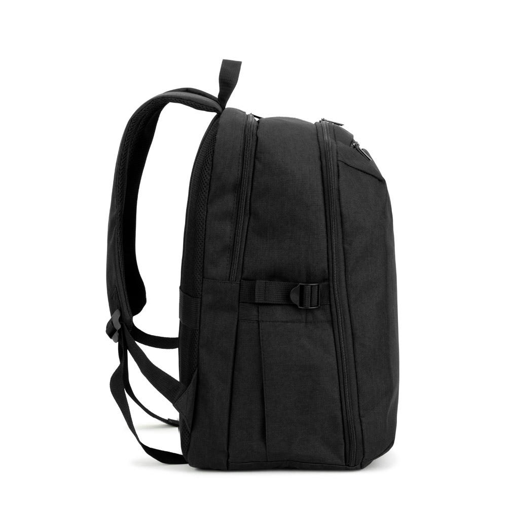 UDINE. Rucksack mit komplett öffnendem Fach aus recyceltem 300D Polyester, 16" Werbeartikel